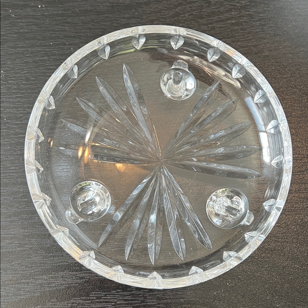 Vintage Round Cut Crystal Shallow Bowl Tri-Footed Trinket Dish / Soap Dish - Picture 7 of 10